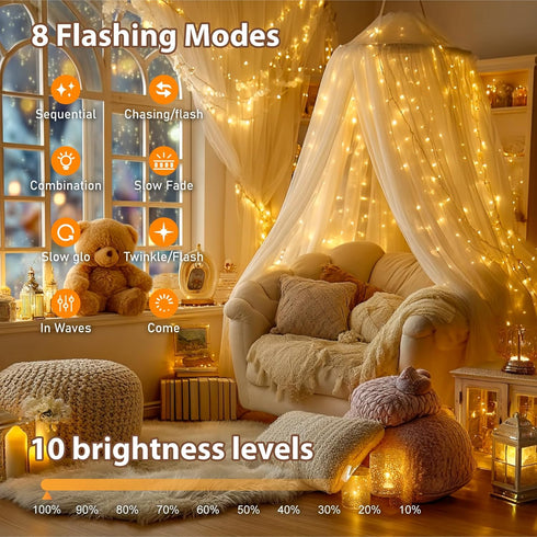 Remote33ft 100LED 8 HXWEIYE Fairy Lights Battery Operated (Included) with DIY Timer & Rechargeable Twinkle String