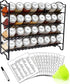 SWOMMOLY Spice Rack Organizer with 32 Empty Square Glass Spice Jars, 386