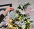 DearHouse 36pcs Plastic Snowflake Ornaments, Tiny Sparkling Glitter Snowflake Decorations on String for Christmas Trees
