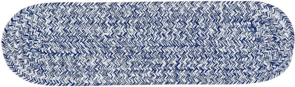 Super Area Rugs Farmhouse Braided Rug - Cotton Kitchen Reversible Carpet, Blue & White, 8" X 28" - Single Stair Tread