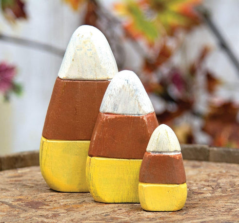 CWI Gifts Wooden Candy Corn Shelf Sitters, Set of 3
