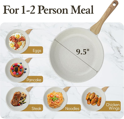 SENSARTE Nonstick Ceramic Frying Pan Skillet, 9.5 Inch Omelet Pan, Induction Compatible, PFAS-Free