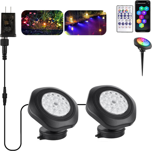 T-SUN Color Changing Pond Lights LED Underwater APP and Remote Control Submersible