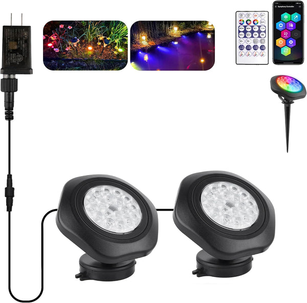 T-SUN Color Changing Pond Lights LED Underwater APP and Remote Control Submersible