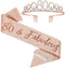Rose Gold Birthday Tiara and Sash, Fabulous 80th Birthday Party Favor for Women