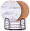 Hoewina 6Pcs Drink Coasters with Holder, Marble Style Ceramic Drink Coaster, Absorbent Coasters
