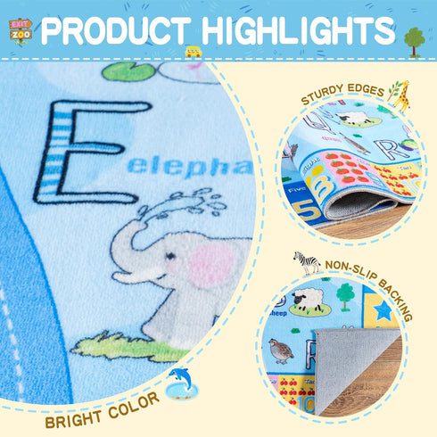 4x6 Kids Play Rug, Ultra-Soft Educational Animal & Season Shape Carpet, Non-Slip Washable Floor Mat for Nursery Bedroom