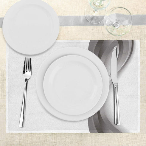Ambesonne Grey Place Mats Set of 4, Vintage Damask Inspired Wavy Stripes with Flowers, Washable