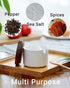 Omifun 8 Oz Ceramic Salt Cellar with Lid and Wooden Spoon, Speckled Salt Holder, Storage Canister for Sea Salt, Pepper