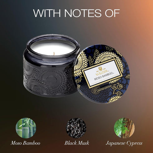 Voluspa Moso Bamboo Petite Candle Jar, 3.2 Ounce, Coconut Wax, 25 Hour Burn Time, Handcrafted in The USA