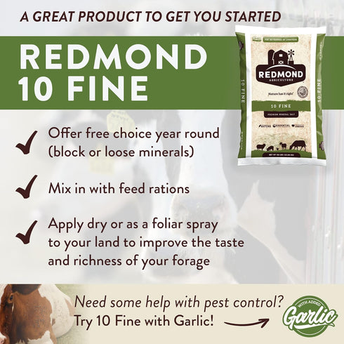 10 25 LB Redmond Fine Natural Livestock Mineral Salt Bag