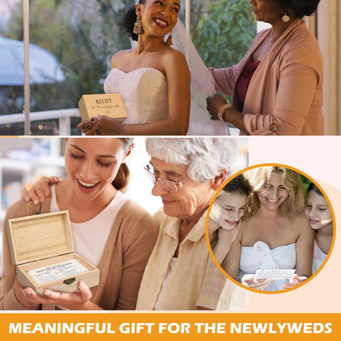 50 Pcs Recipe Cards for Bridal Shower - 4x6 Double-Sided Blank Notecards with Wooden Recipe Box