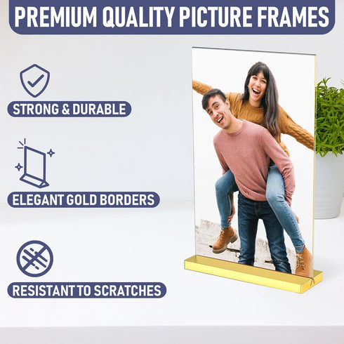 5x7 6 pack, Luxurious Acrylic Gold Frames, Stunning Photo Displays, Enhance Your Event Ambience with Exquisite Gold