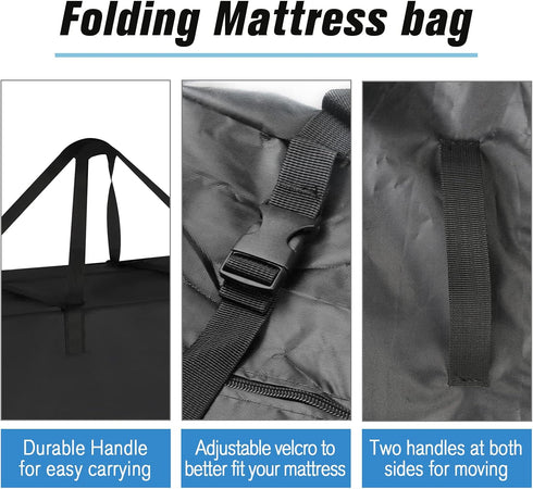 Tri Folding Mattress Storage Bag, Foldable Memory Foam Case for 4-6 Inch Twin XL Guest Bed Mattress Carry Case