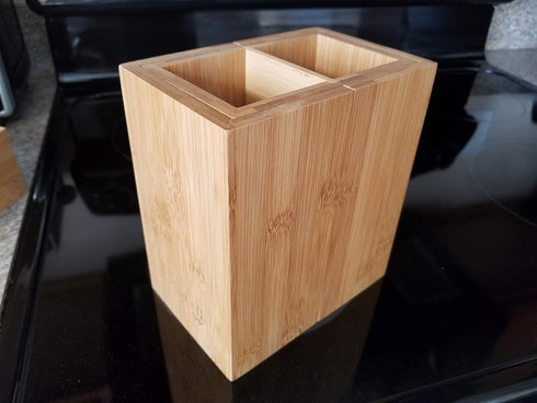 Bamboo Expandable Cooking Utensil Holder, Natural Spatula Spoon Caddy for Counter Stove Top Organizer