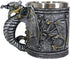 Ebros Gift Steampunk Nightcrawler Silver Firewheel Cyborg Dragon Beer Stein Tankard Coffee Mug
