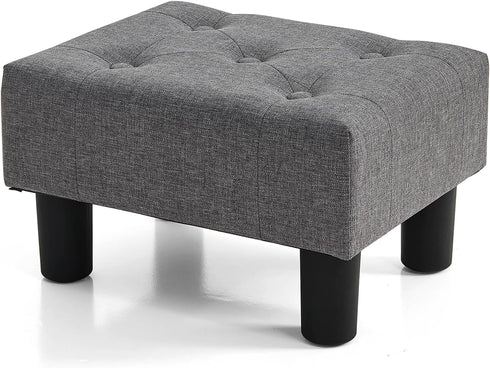 BRIAN & DANY Small Foot Stool, Linen Foot Stools with Legs, Stable