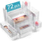 Vtopmart 72 PCS Clear Plastic Drawer Organizers Set, 4-Size Versatile Storage Bins for Makeup, Jewelry, Kitchen Utensils