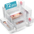 Vtopmart 72 PCS Clear Plastic Drawer Organizers Set, 4-Size Versatile Storage Bins for Makeup, Jewelry, Kitchen Utensils