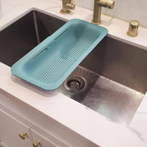 Makerstep Over the Sink Colander Strainer Basket, Expandable Wash, Drain, and Dry, Multifunctional Kitchen Gadget