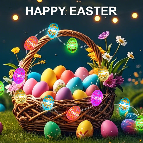 50LED 16ft 3D Aogist Easter Egg Fairy Lights - Super Bright Egg String Light Battery Operated Decor for Indoor/Outdoor