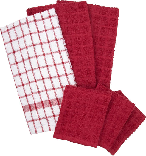 Set: 100% 6 Pack, Ritz Premium Kitchen Towel and Dish Cloth Value Highly Absorbent, Super Soft, Long-Lasting, Cotton