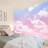HVEST Pink Cloud Tapestry: Pink and Purple Nature Landscape for Bedroom, Living Room, Girl Dorm Decor, 60W X 40H