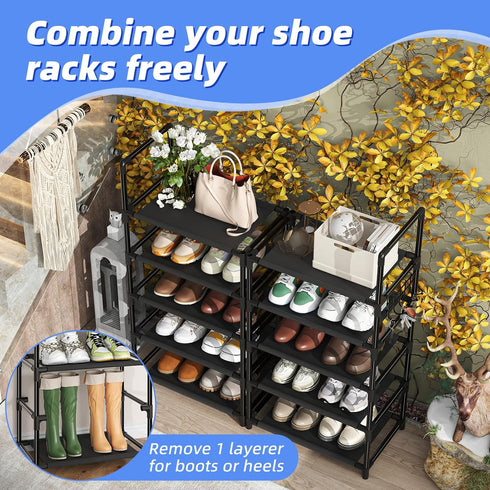 Closet, 10 20 Simple Trending Tall Shoe Rack for Tiers Narrow Shoe Shelf Holds Pairs, Shoe Organizer Storage