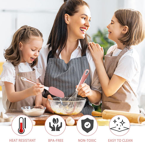 Silicone Kitchen Cooking Utensils Set, 5 Pcs Heat Resistant Spatula Set for Baking, Nonstick Cookware, Dishwasher Safe