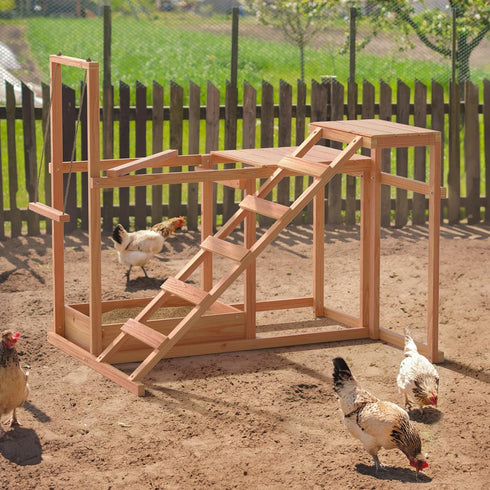 Chicken Activity Play Perches for Poultry Run, Swing Stand, Wood Chicken Toy