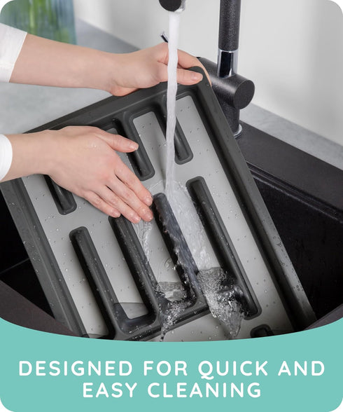 JULY HOME Expandable Kitchen Drawer Organizer, Plastic Flatware Drawer Organizer/Utensil Holder, Multipurpose