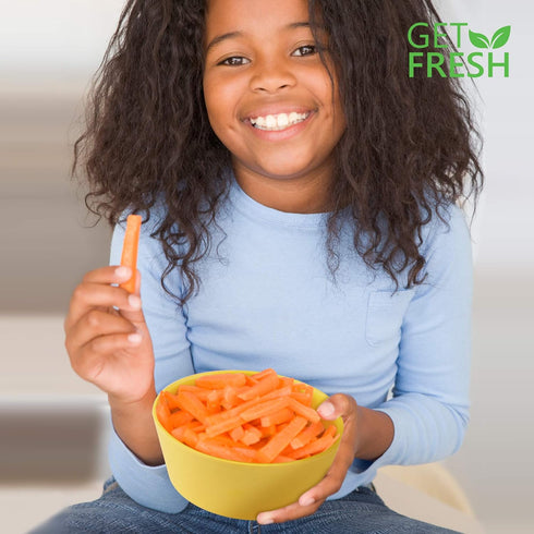 GET FRESH Bamboo Kids Snack Bowls - Set of 4, BPA Free, Dishwasher Safe & Stackable