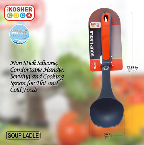 Meat Red Soup Ladle, Non-Stick Silicone Serving Spoon for Hot and Cold Foods, Color Coded Kitchen Accessory