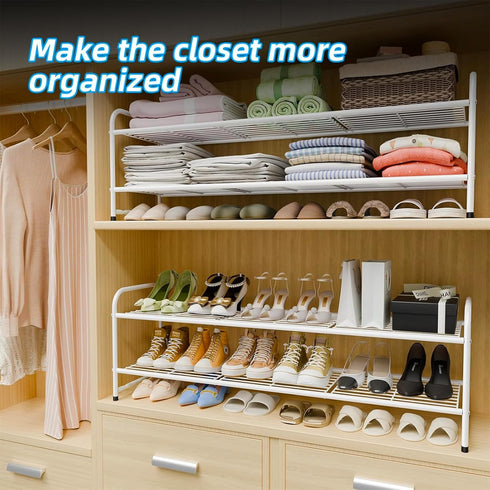 Closet, 2 44 Inch Shoe Rack for Tier Extra Long Shoe Storage Organizer for Shelves, Heavy Duty Metal, Easy Assembly
