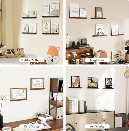 Album 2 Pack, Axeman Wood Vinyl Record Shelf Wall Mount, Floating Shelves for LPs, CD, Holder Wall Display, Elegant