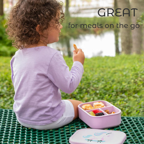 3 ASOMIC Silicone Bento Lunch Box for Toddlers & Kids, Leakproof & BPA-Free, Compartments, Microwave & Dishwasher Safe