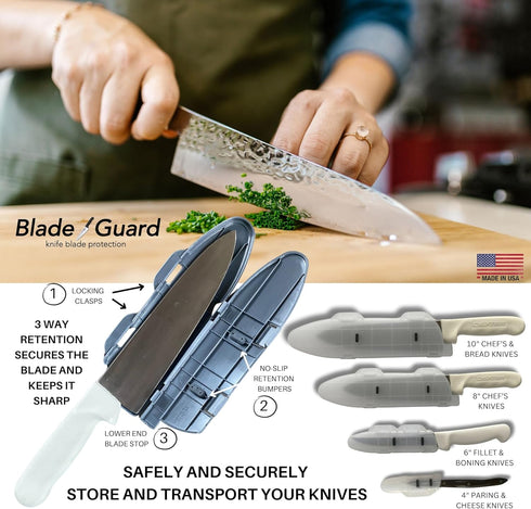 Blade Guard Knife Blade Protection Cover, Secure Fit Sheath for Storage or Transport, Dishwasher Safe BPA-Free, Clear