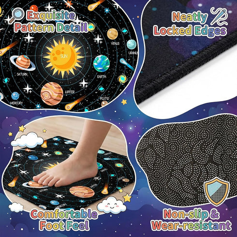 2'3' Outer Space Rugs Small Size Universe Solar System Planet Theme Carpets Kids Rugs for Playroom Educational Learning