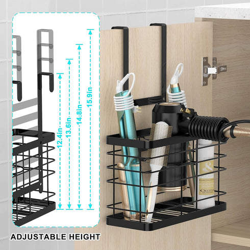 Hair Tool Organizer, Blow Dryer Holder for Cabinet Door, Bathroom Storage Basket for Hair Care & Styling Tools