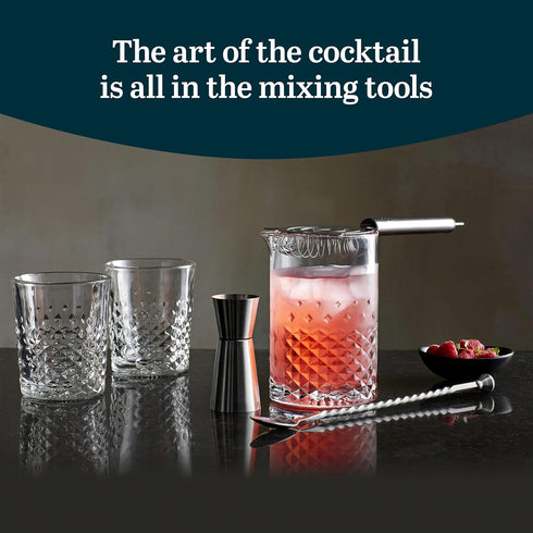 Libbey Carats Cocktail Barware Mixing Set, 25.5 oz Professional Mixing Glass with Bartender Accessories