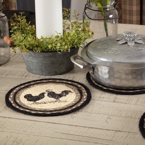 VHC Brands 8" Charcoal Poultry Table Décor, Sawyer Mill Trivet