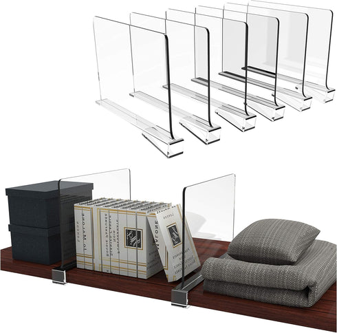 Closet 6 Pack Closet Clear Acrylic Shelf Dividers for Organization - Shelf Divider