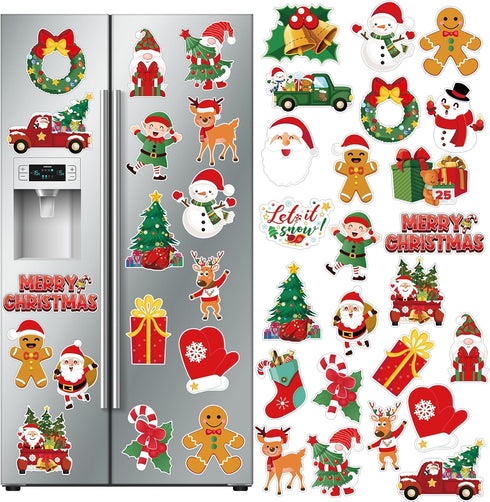 24 Pcs Christmas Decoration Magnets - Merry Christmas Car Refrigerator Magnet Stickers for Holiday Decor