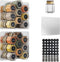 Vetacsion Set of 18 Magnetic Glass Spice Tins with 100 Preprinted Seasoning