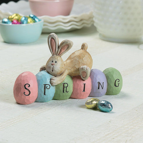 Fun Express Spring Bunny Tabletopper Easter Decorations, Hand Painted, Farmhouse Home Decor