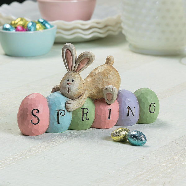 Fun Express Spring Bunny Tabletopper Easter Decorations, Hand Painted, Farmhouse Home Decor