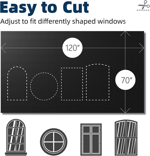 120"70", 100% NIGHTON Portable Blackout Curtains Strong Hook and Loop Tape Strips with Adhesive, Cuttable Blackout
