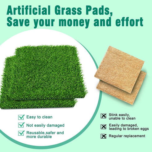 6 Pack 12"12"1" Chicken Nesting Box Pads - Washable Artificial Grass Nesting Pads - Chicken Nesting Pads for Chicken