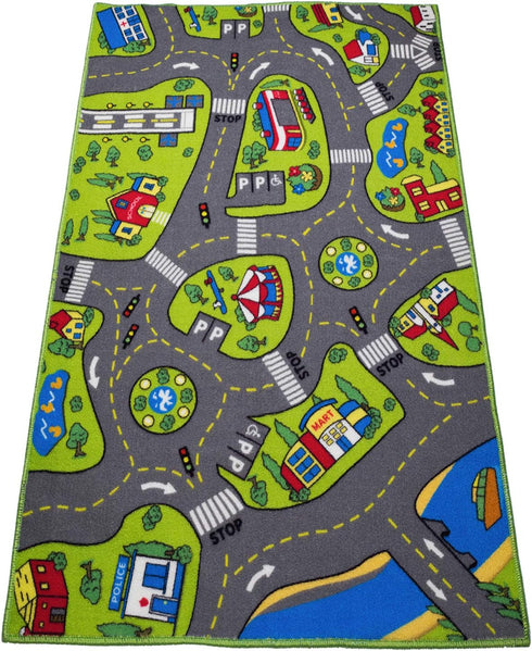 52 32 Large Kids Carpet Playmat Rug x with Non-Slip Backing, City Life Play Mat for Playing with Car Toy, Game Area