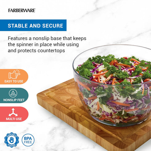 3.16 Farberware Small Pro Salad Spinner, Qt Lettuce Spinner with Pump Mechanism, Colander Basket and Non-Slip Base